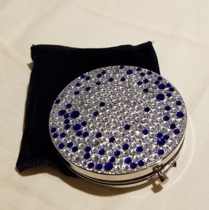 La Prairie silver and blue crystal compact mirror